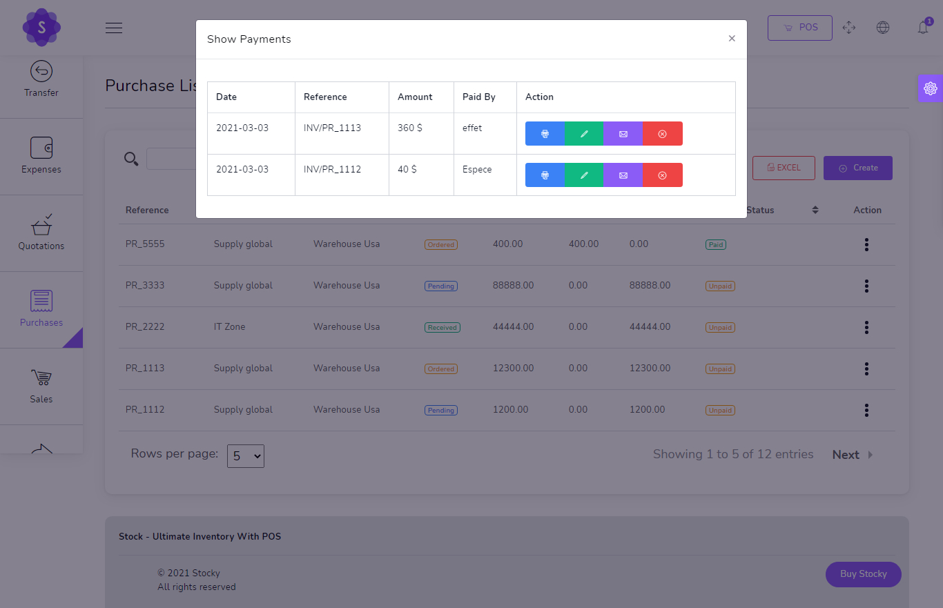 Show Payment Purchase